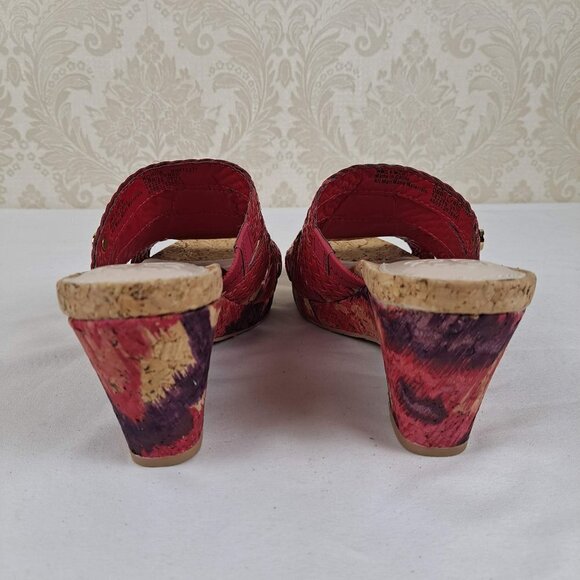 Dana Buchman Size 6M Billy Sandals Red Woven Braided Straps Cork Sole NWOT - Picture 3 of 15